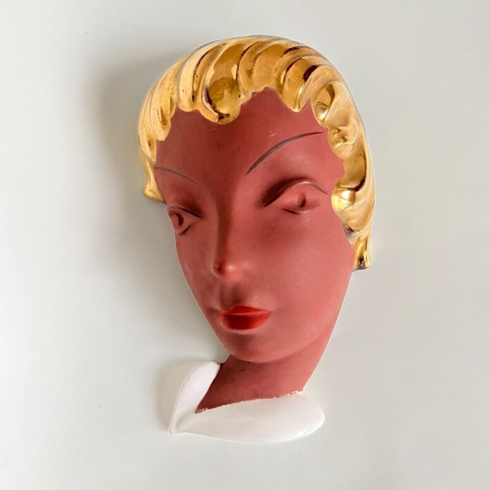 Goldscheider Signed and Numbered west German Ceramic Art Deco Head Signed Mask